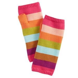 On 34th Women's Striped Ribbed Fingerless Gloves in Pink Multi